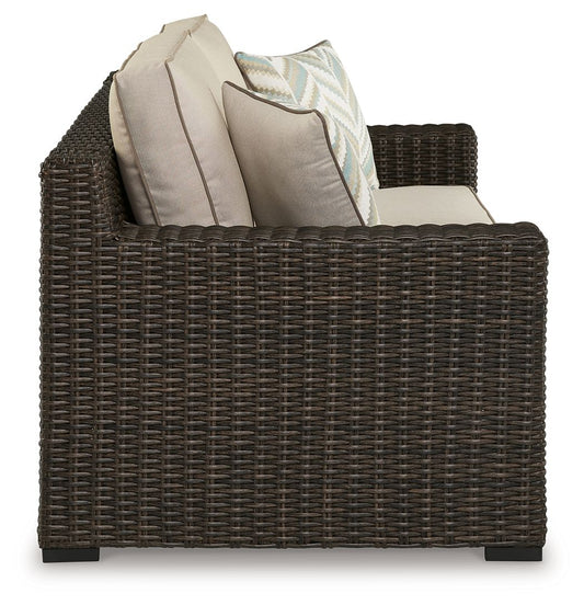 Coastline Bay - Loveseat W/Cushion - Brown