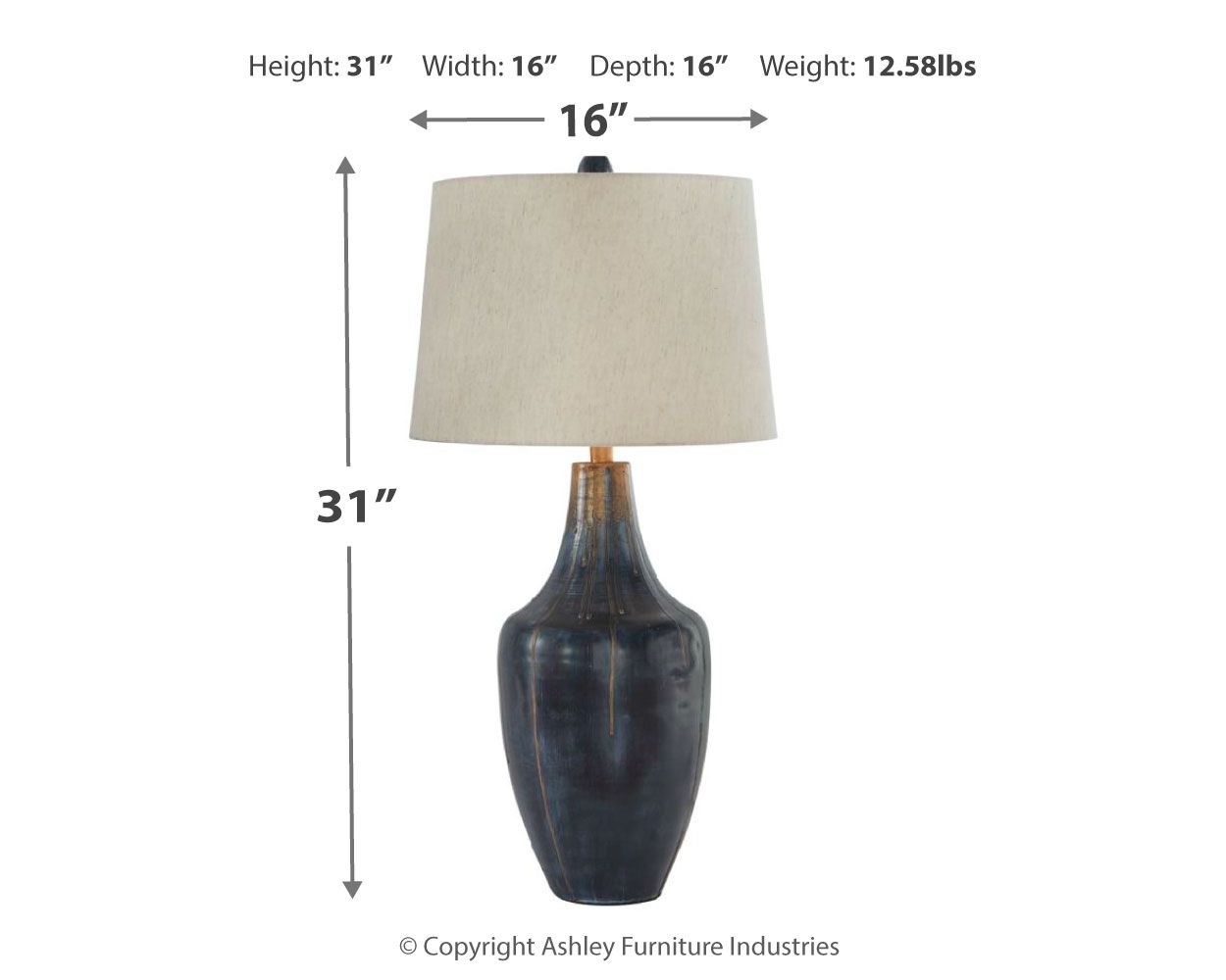 Evania - Metal Table Lamp - Indigo