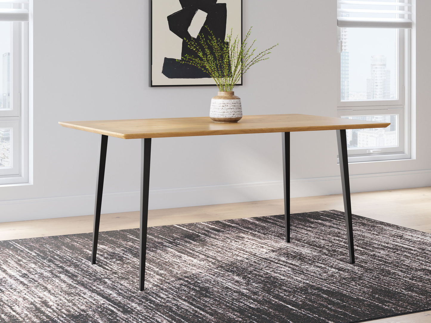Gretlynn - Rectangular Dining Room Table - Black / Natural