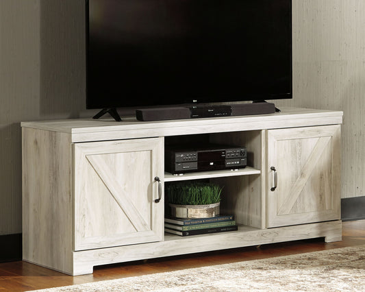 Bellaby - 63" TV Stand With Faux Firebrick Fireplace Insert - Whitewash
