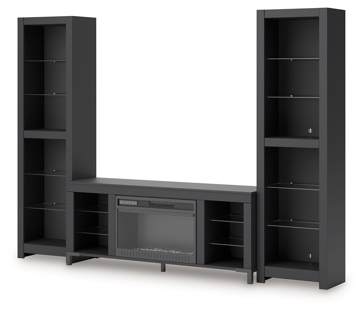Cayberry - 3-Piece Entertainment Center With Electric Fireplace - Black