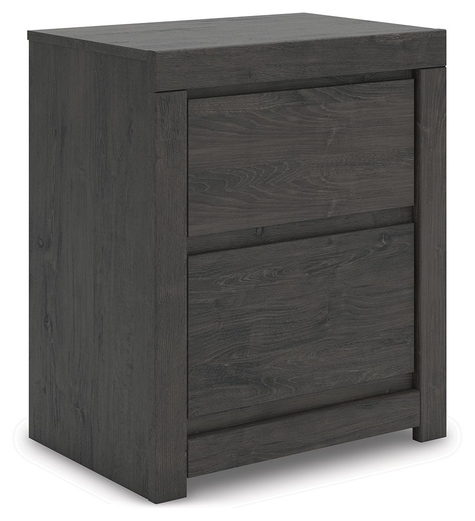Fraluna - Two Drawer Night Stand - Charcoal