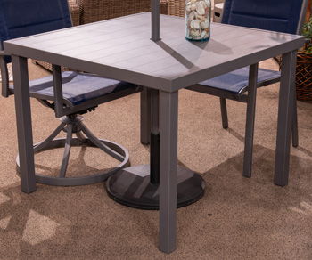 Rocky Creek - Square Dining Table With Umbrella Option - Gray