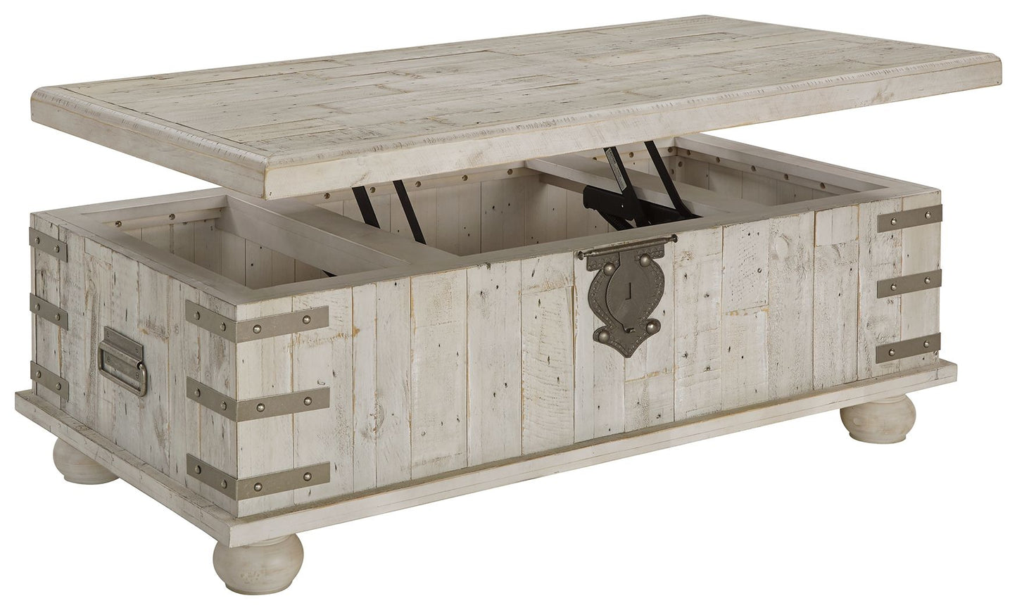 Carynhurst - Lift Top Cocktail Table - White Wash Gray