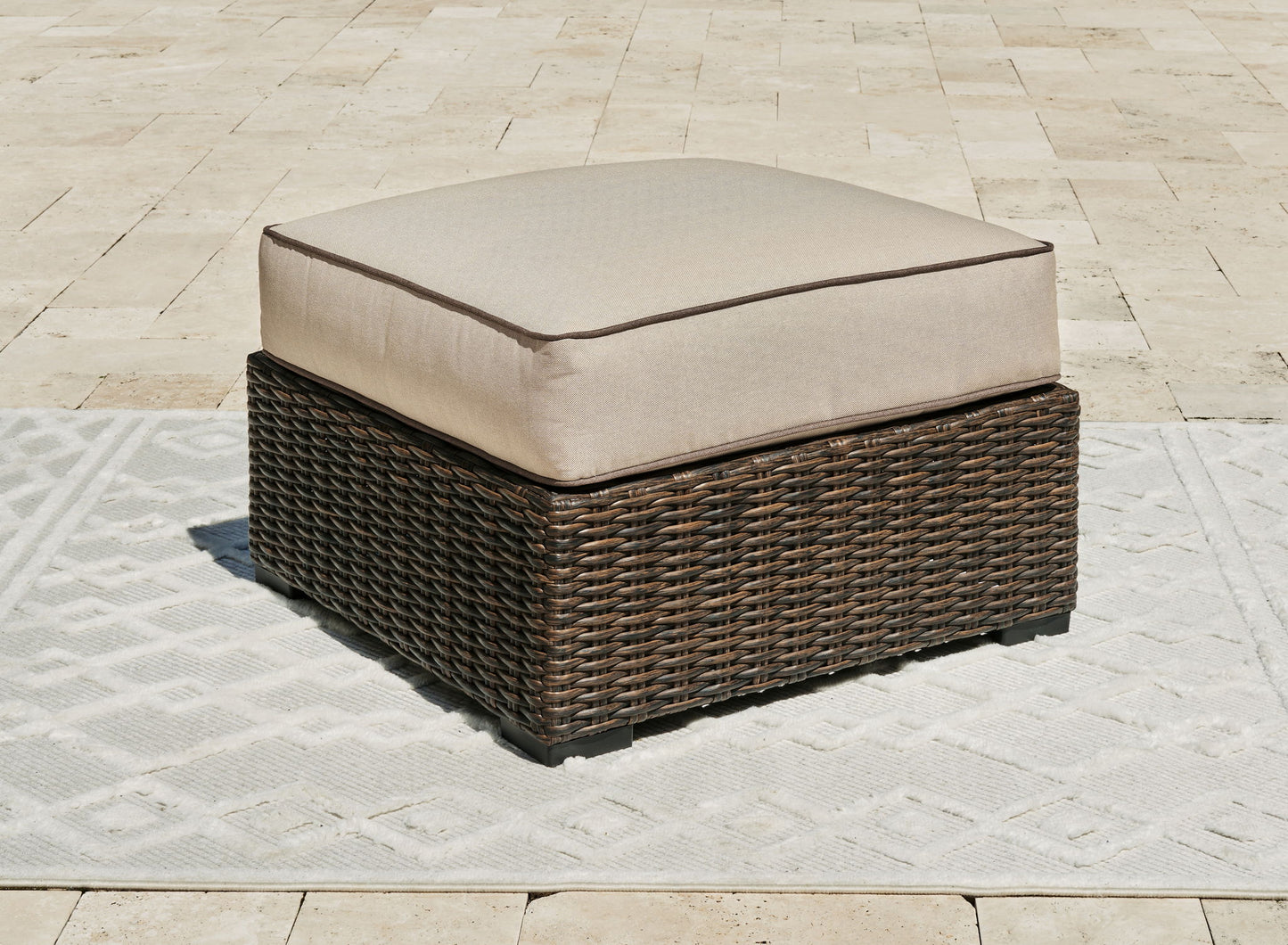 Coastline Bay - Ottoman With Cushion - Brown