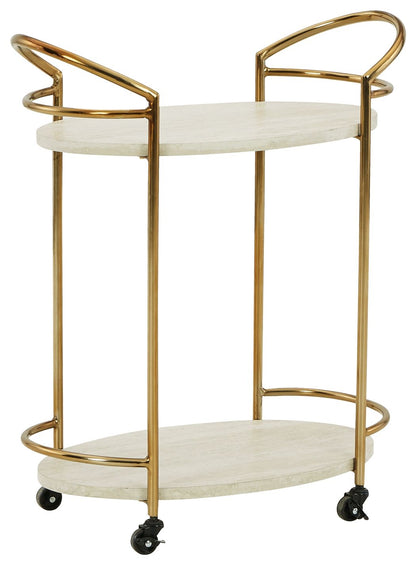 Tarica - Bar Cart - Cream / Gold Finish
