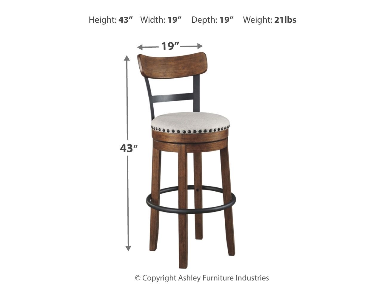 Valebeck - Tall Upholstered Swivel Barstool