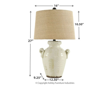Emelda - Ceramic Table Lamp  - Cream