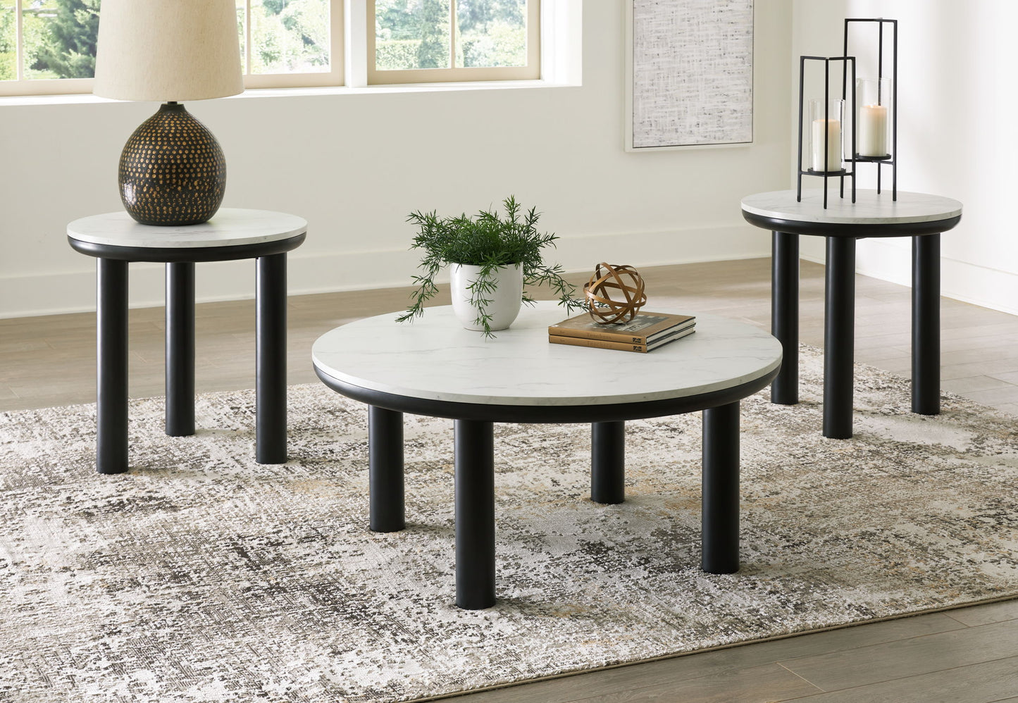 Xandrum - Occasional Table Set (Set of 3) - Black / White