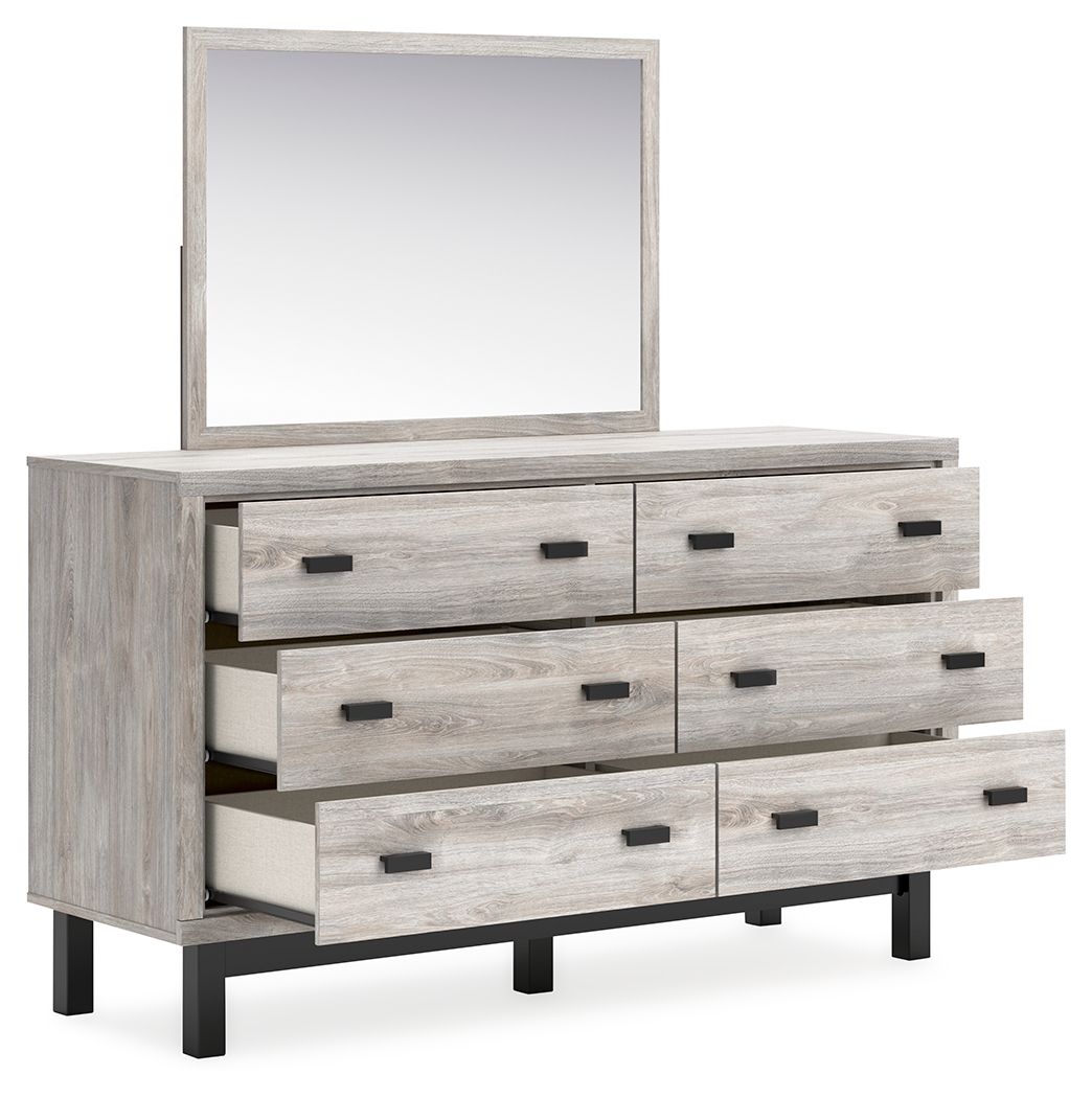 Vessalli - Dresser And Mirror - Gray