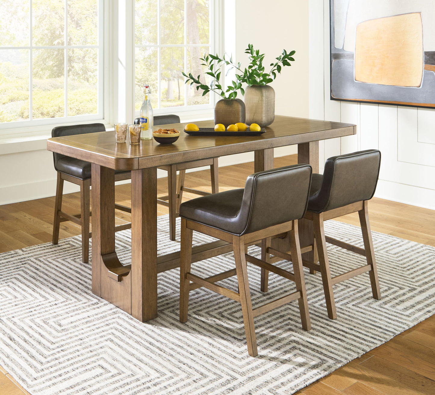 Cabalynn - Rectangular Dining Room Counter Table Set