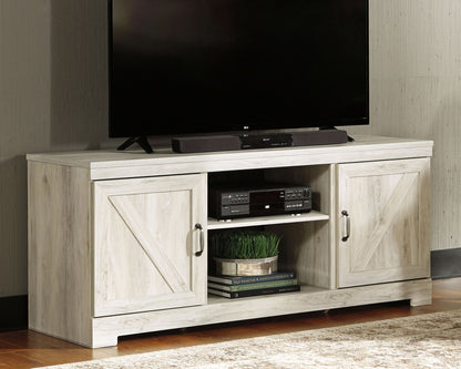 Bellaby - 63" TV Stand With Faux Firebrick Fireplace Insert - Whitewash