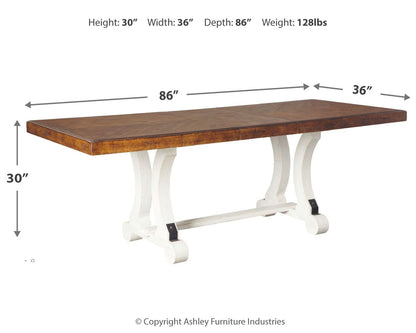 Valebeck - Rectangular Dining Room Table - White / Brown