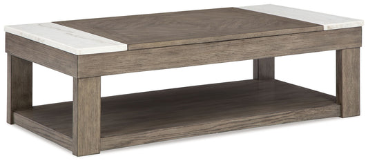 Loyaska - Lift Top Cocktail Table - Grayish Brown / White
