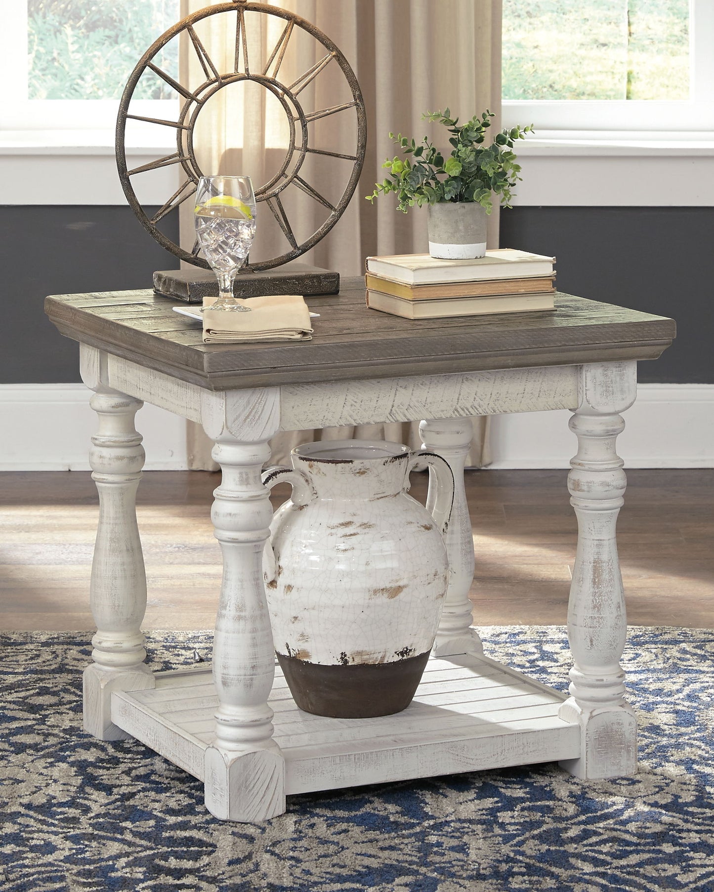 Havalance - Rectangular End Table - Gray / White