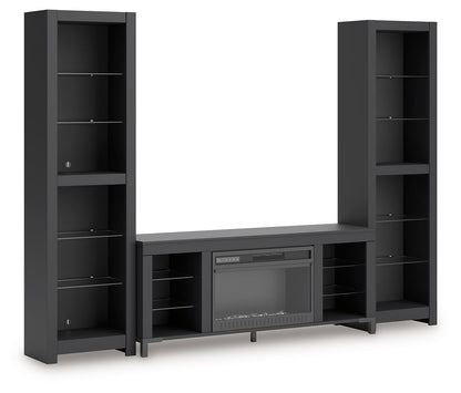 Cayberry - 3-Piece Entertainment Center With Electric Fireplace - Black