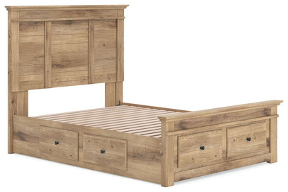 Makidern - Panel Storage Bed With Under Bed Storage Unit And Storage Footboard