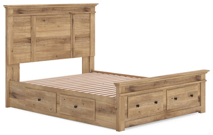 Makidern - Panel Storage Bed With Under Bed Storage Unit And Storage Footboard