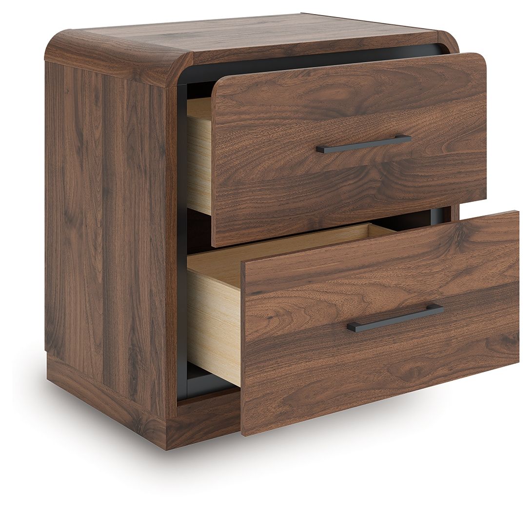 Fortlorn - Two Drawer Night Stand - Walnut Brown