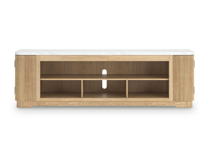 Camdill - XL TV Stand With Fireplace Option - Light Brown