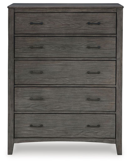 Montillan - Five Drawer Chest - Grayish Brown