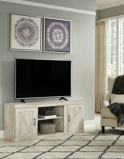 Bellaby - TV Stand With Faux Firebrick Fireplace Insert - Whitewash