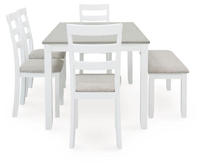 Stonehollow - Rectangular Drm Table Set (Set of 6) - White / Gray