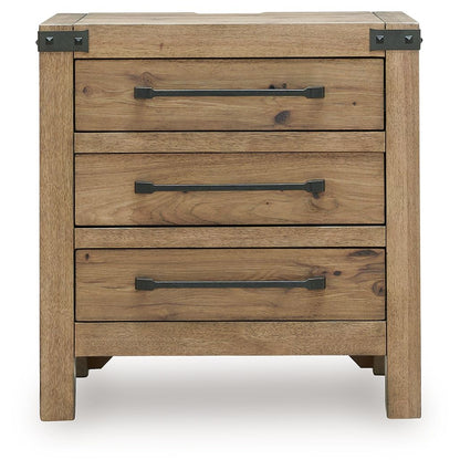Ridgester - Three Drawer Night Stand - Light Brown