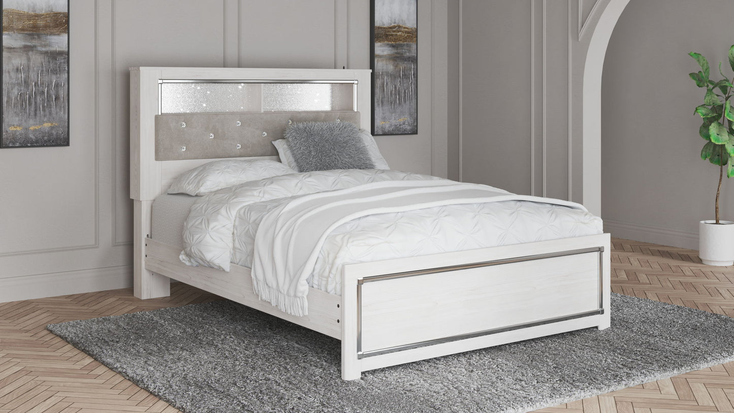 Altyra - Queen Panel Bookcase Bed With Roll Slats - White