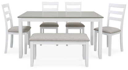 Stonehollow - Rectangular Drm Table Set (Set of 6) - White / Gray