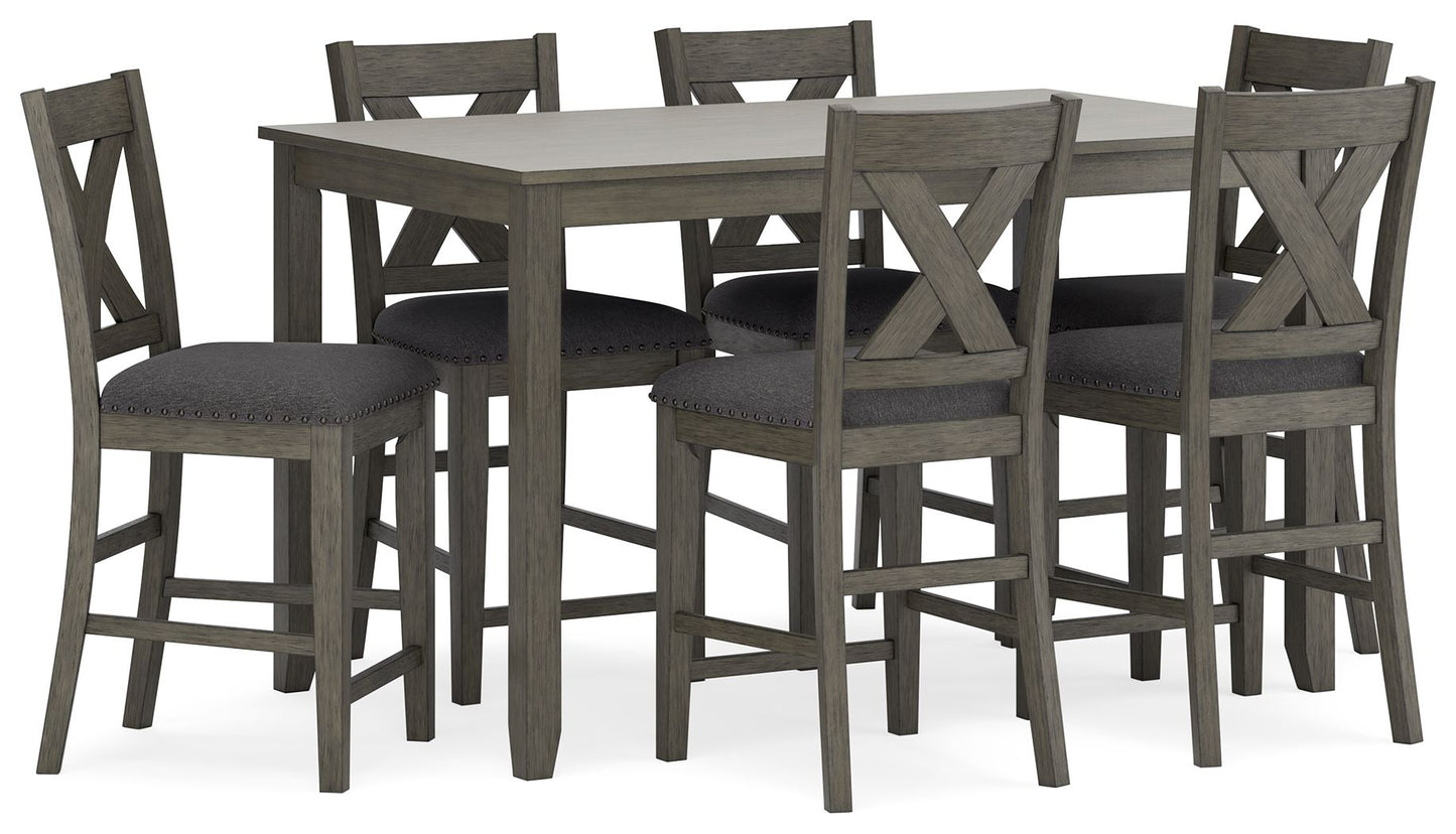 Caitbrook - Rect Drm Counter Table Set (Set of 7) - Gray